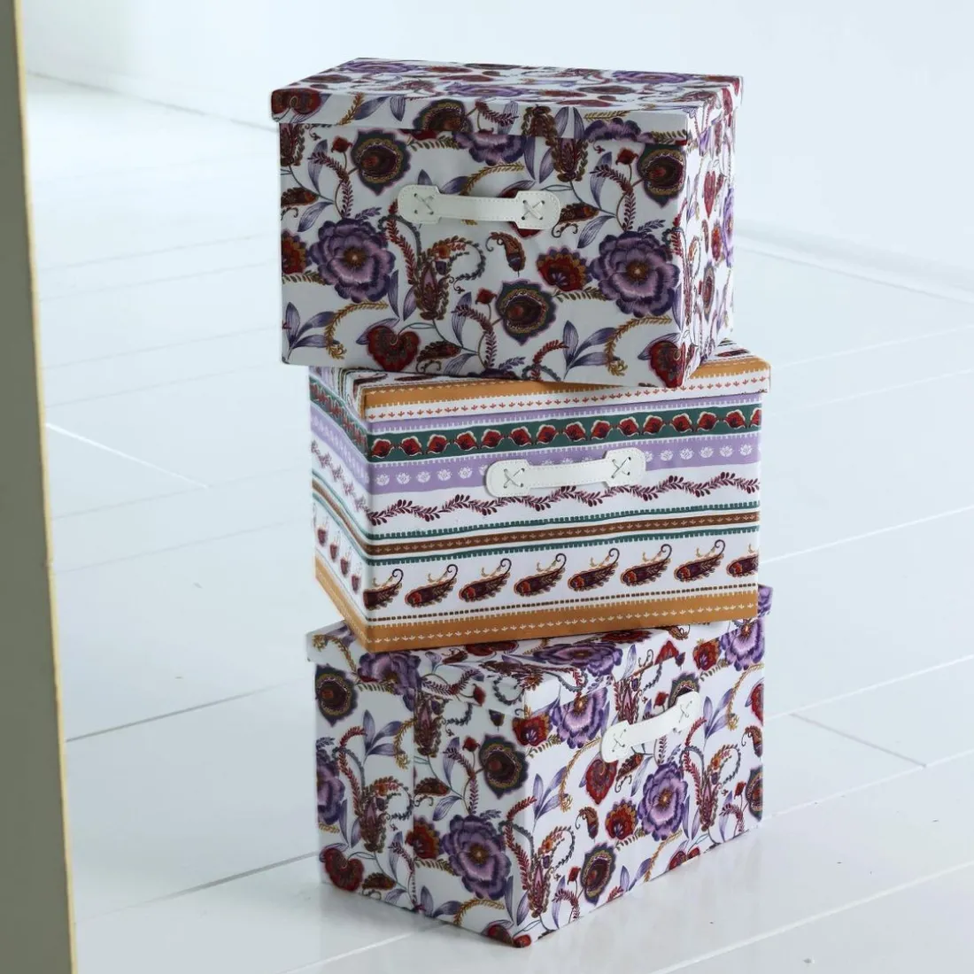 3 Boites de rangement pliables en textile CLECTIC Multicolore