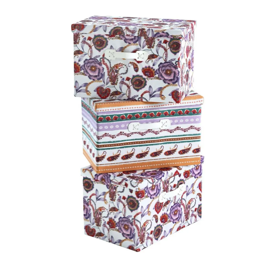 3 Boites de rangement pliables en textile CLECTIC Multicolore