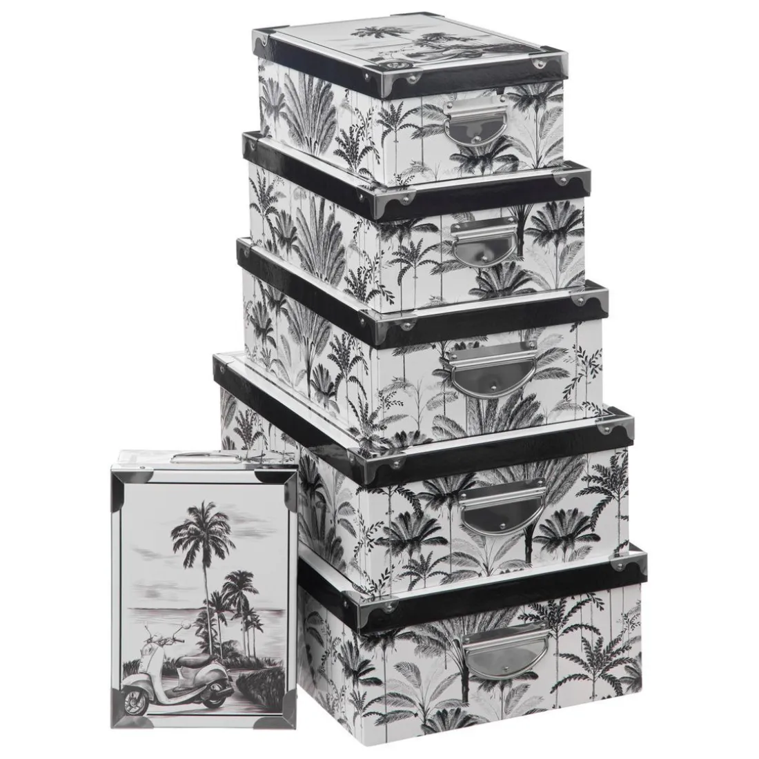 6 boîtes coins metal noir et blanc