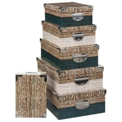 6 boîtes multicolore effet tricot coins métal
