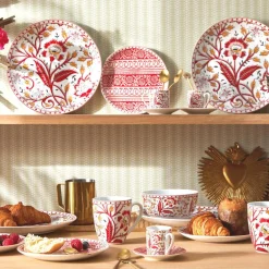 4 Mugs Vintage en Céramique MARICA Rouge