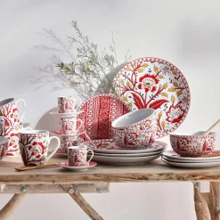 4 Mugs Vintage en Céramique MARICA Rouge