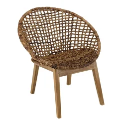 ALIDA Fauteuil dossier arrondi assise en abaca tressé