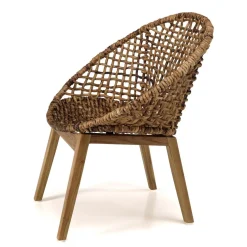 ALIDA Fauteuil dossier arrondi assise en abaca tressé