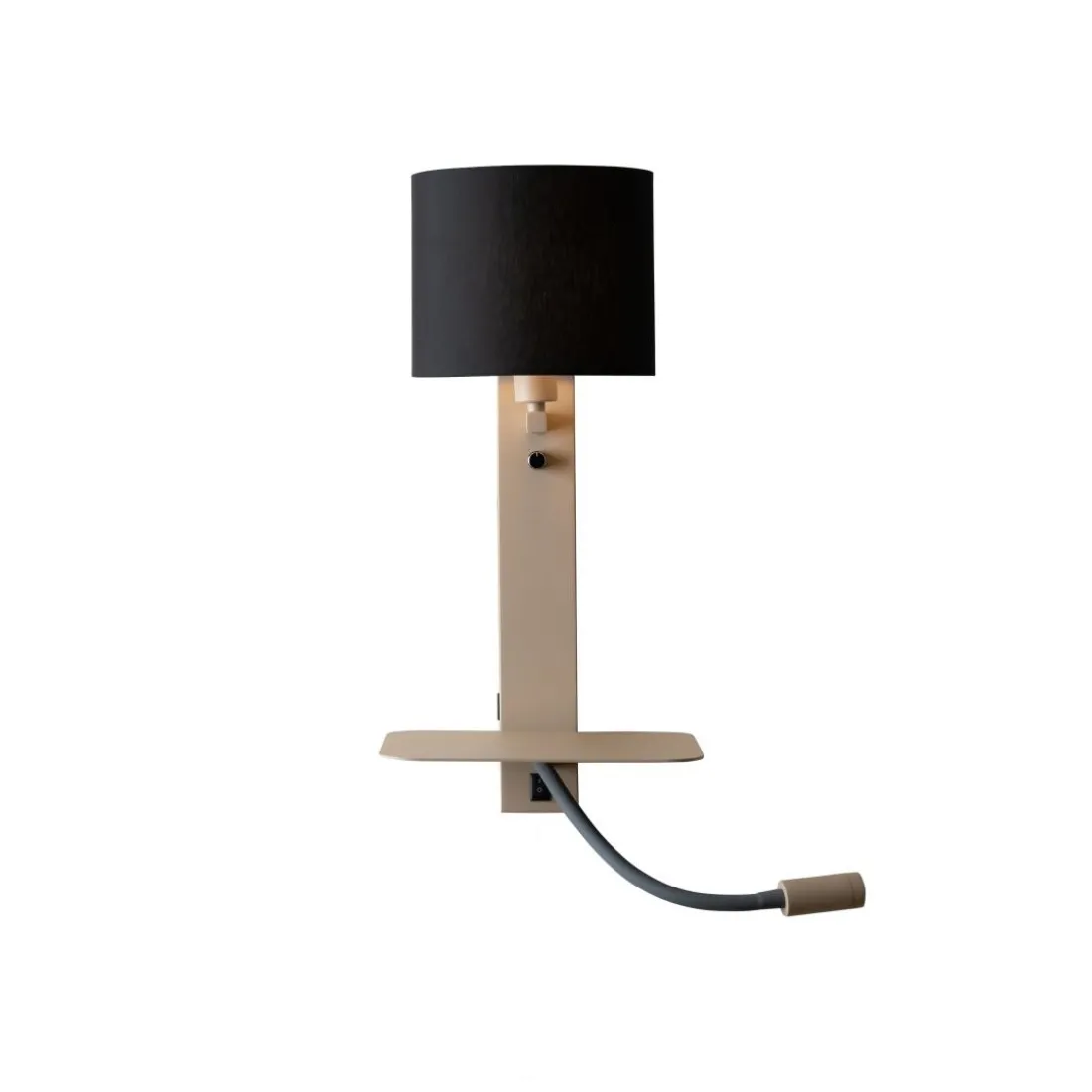 Applique Florence liseuse sable abat-jour noir