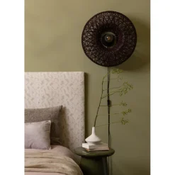 Applique murale Arizona Rotin abat-jour bordeaux