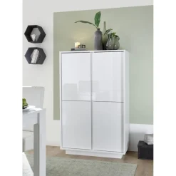 Argentier 4 portes ICE laqué blanc brillant