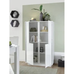 Argentier 4 portes ICE laqué blanc brillant