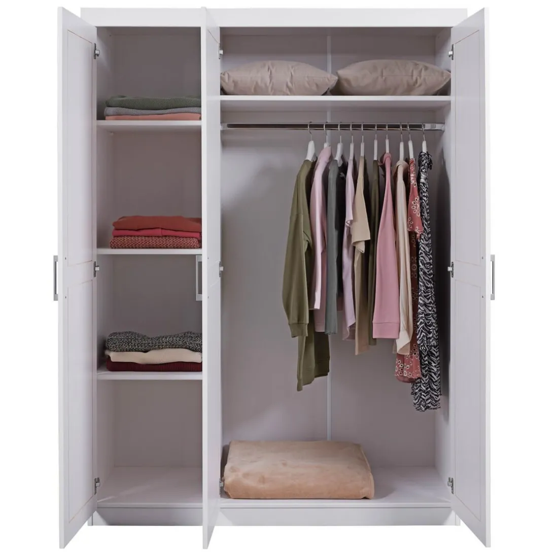 Armoire 3 Portes en Pin massif blanc NOWO