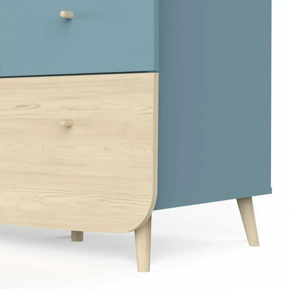 Armoire 2 portes FIRMIANA Bleu orage et pin naturel