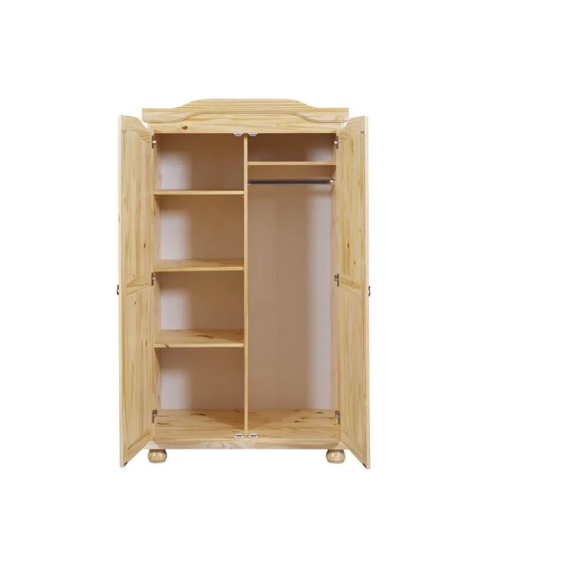 Armoire 4 étagères 1 penderie en Pin Massif LEBOSA
