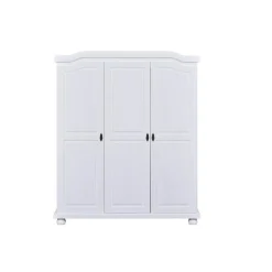 Armoire 4 étagères style Campagne en Pin Massif Blanc RUSTIK
