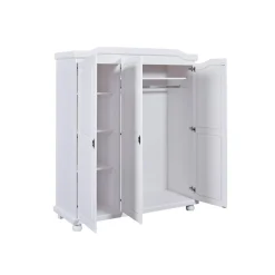 Armoire 4 étagères style Campagne en Pin Massif Blanc RUSTIK