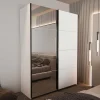 Armoire avec portes coulissantes Zestal Blanc et Miroir