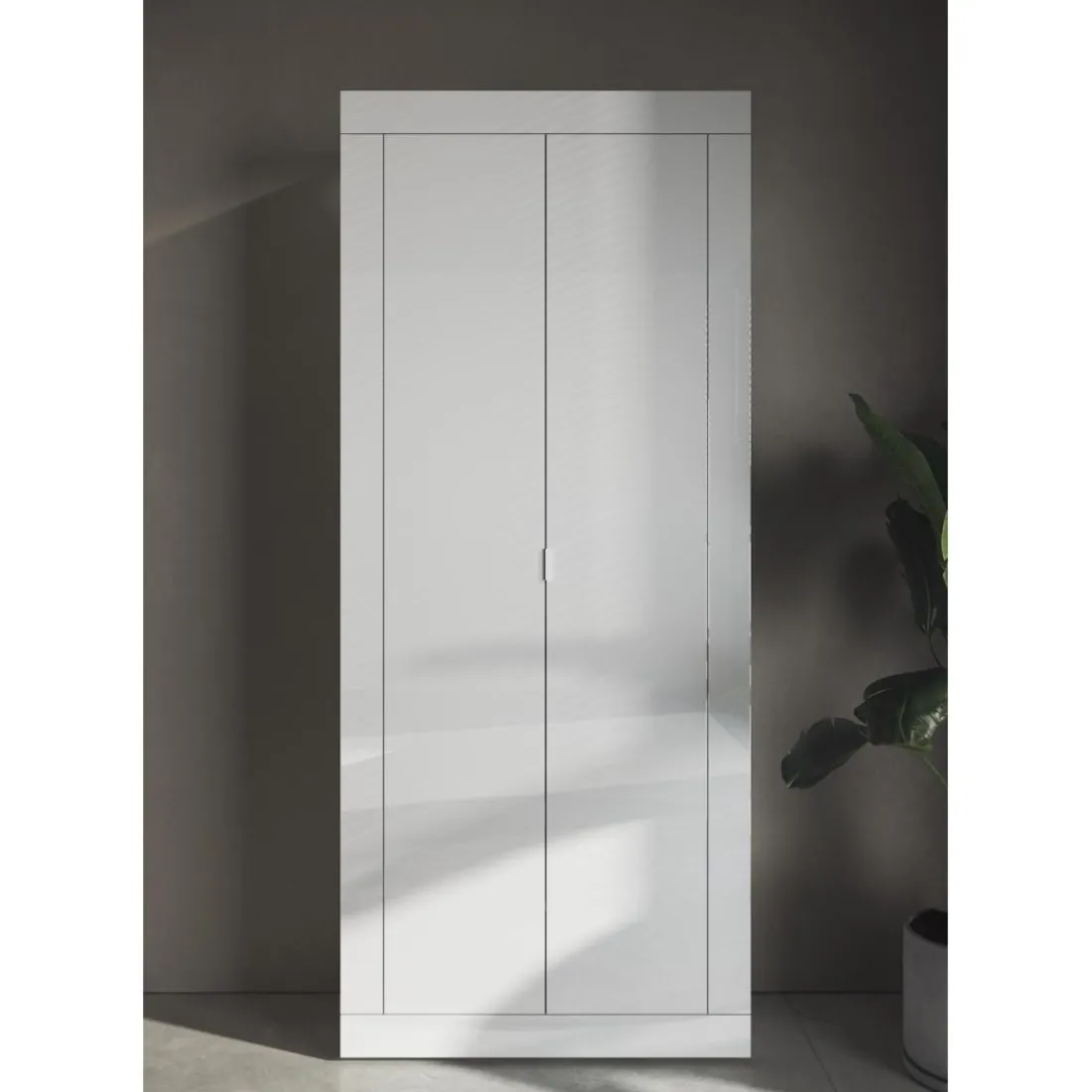 Armoire de couloir Bari 2 Portes coloris Laqué Blanc Brillant