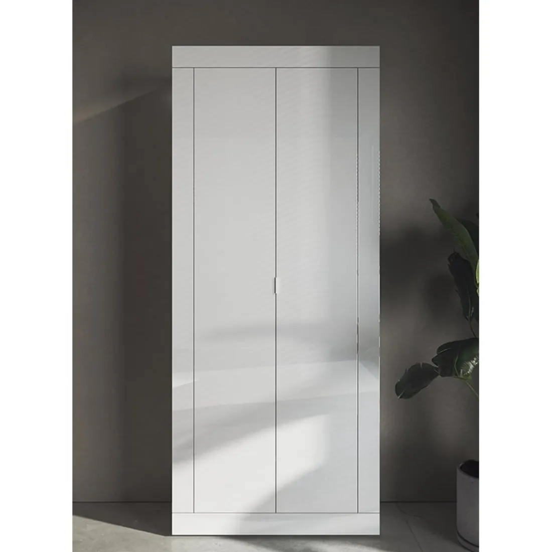 Armoire de rangement salle de bain 2 Portes Miroir 5 étagères L70 x H195 cm