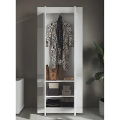 Armoire de rangement salle de bain 2 Portes Miroir 5 étagères L70 x H195 cm
