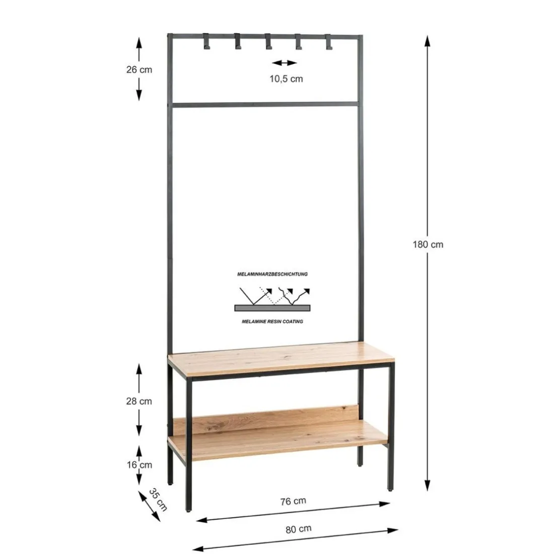 Armoire debout métal et bois etagère double plateaux
