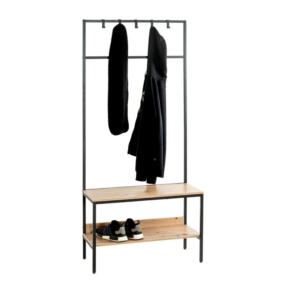 Armoire debout métal et bois etagère double plateaux
