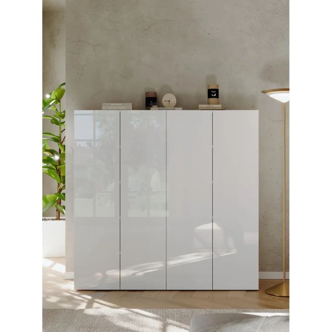 Armoire derangement 4 portes 8 étagères reglable
