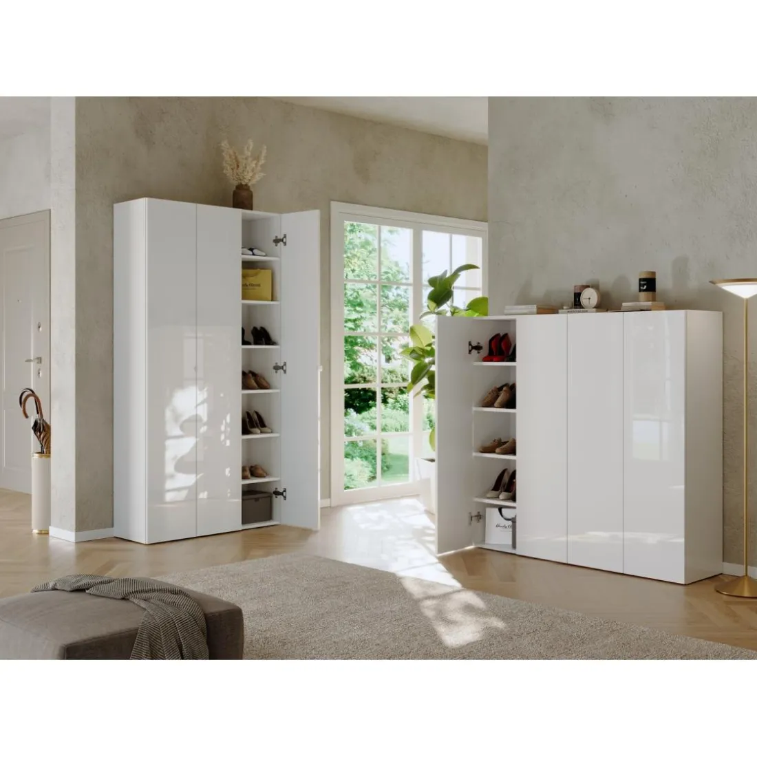 Armoire derangement 4 portes 8 étagères reglable