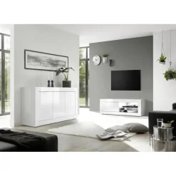 Bahut 3 portes BASIC laqué blanc brillant