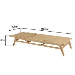 Bain de soleil en teck naturel et rotin synthétique beige VALERIA
