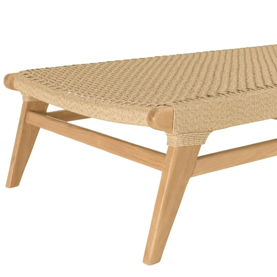 Bain de soleil en teck naturel et rotin synthétique beige VALERIA