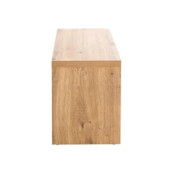 Banc de rangement chaussure en MDF décor chêne et pose chaussures en tube d'acier noir