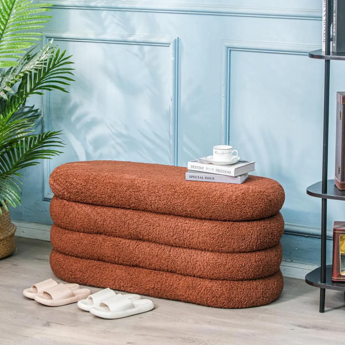Banc Design Scandinave avec Rangement rouge