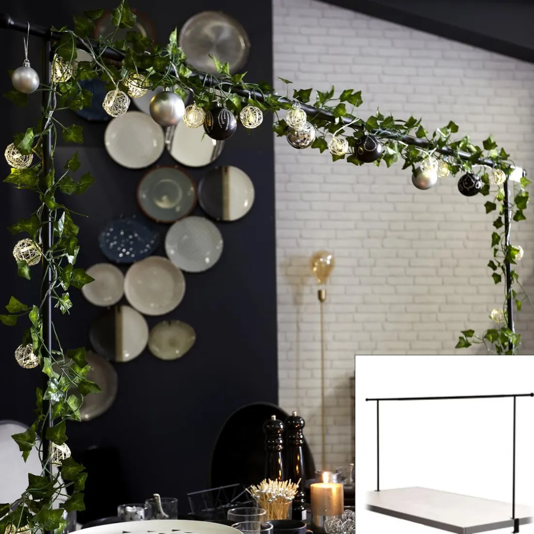 Barre Deco De Table Ajustable Int/Ext Noir M6