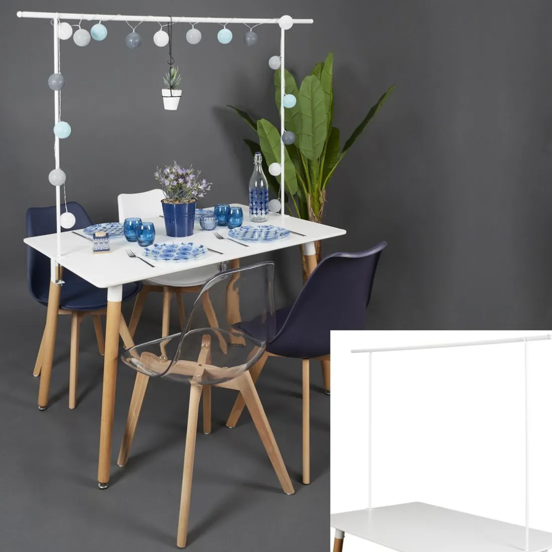 Barre Deco De Table Ajustable Int/Ext Blanc M6