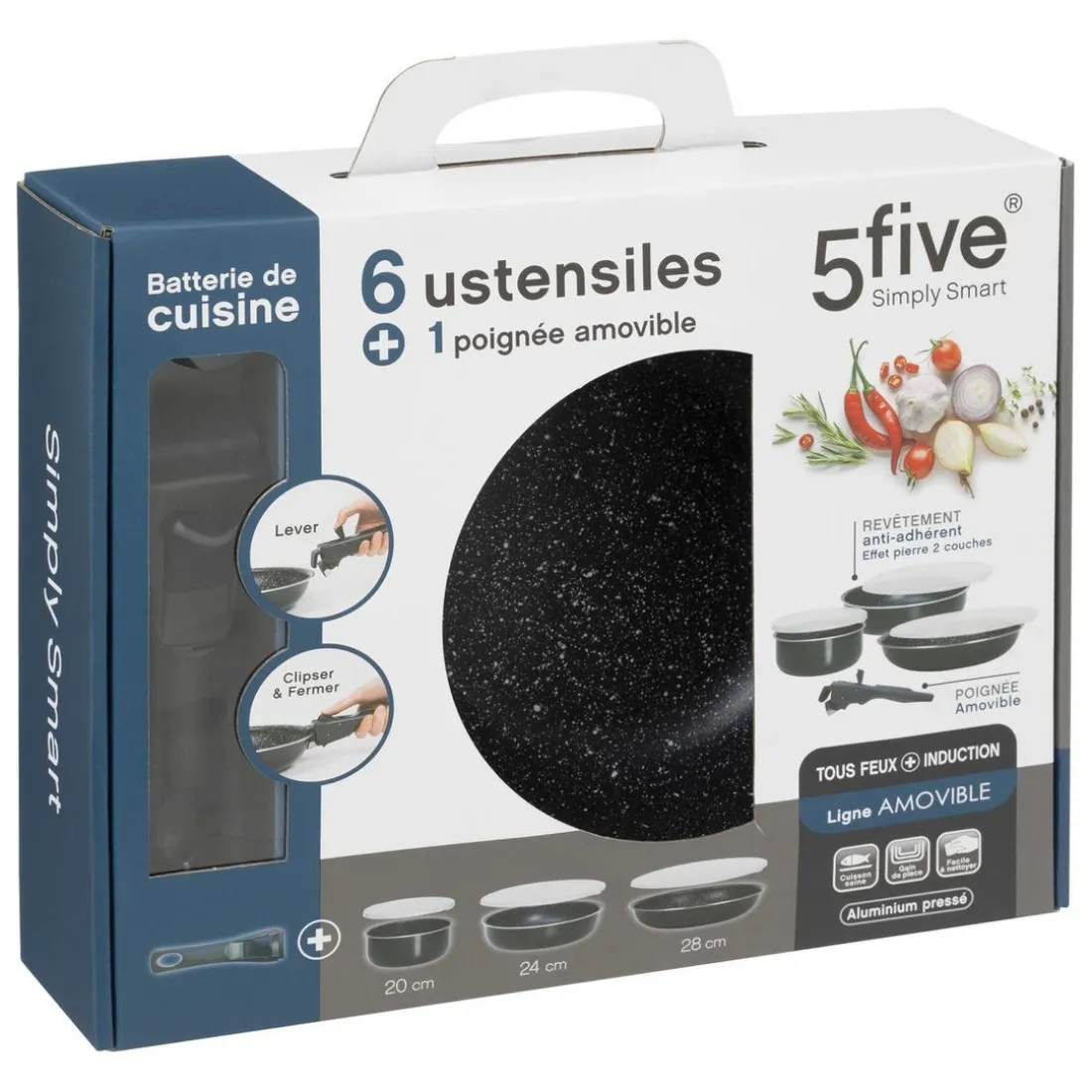 Batterie de cuisine amovible aluminium pressé