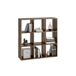Bibliothèque 9 Compartiments Effet Bois MEGA