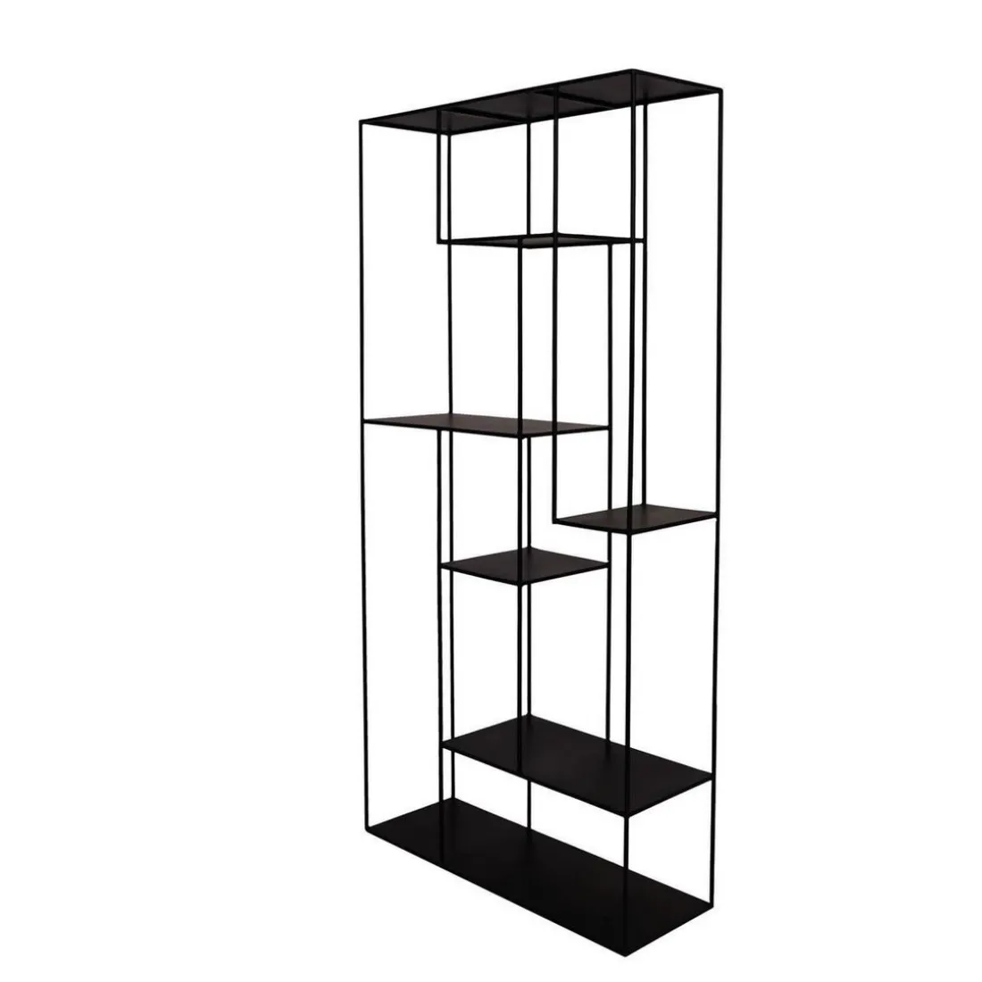 Bibliothèque 6 niveaux H 180 cm en métal noir