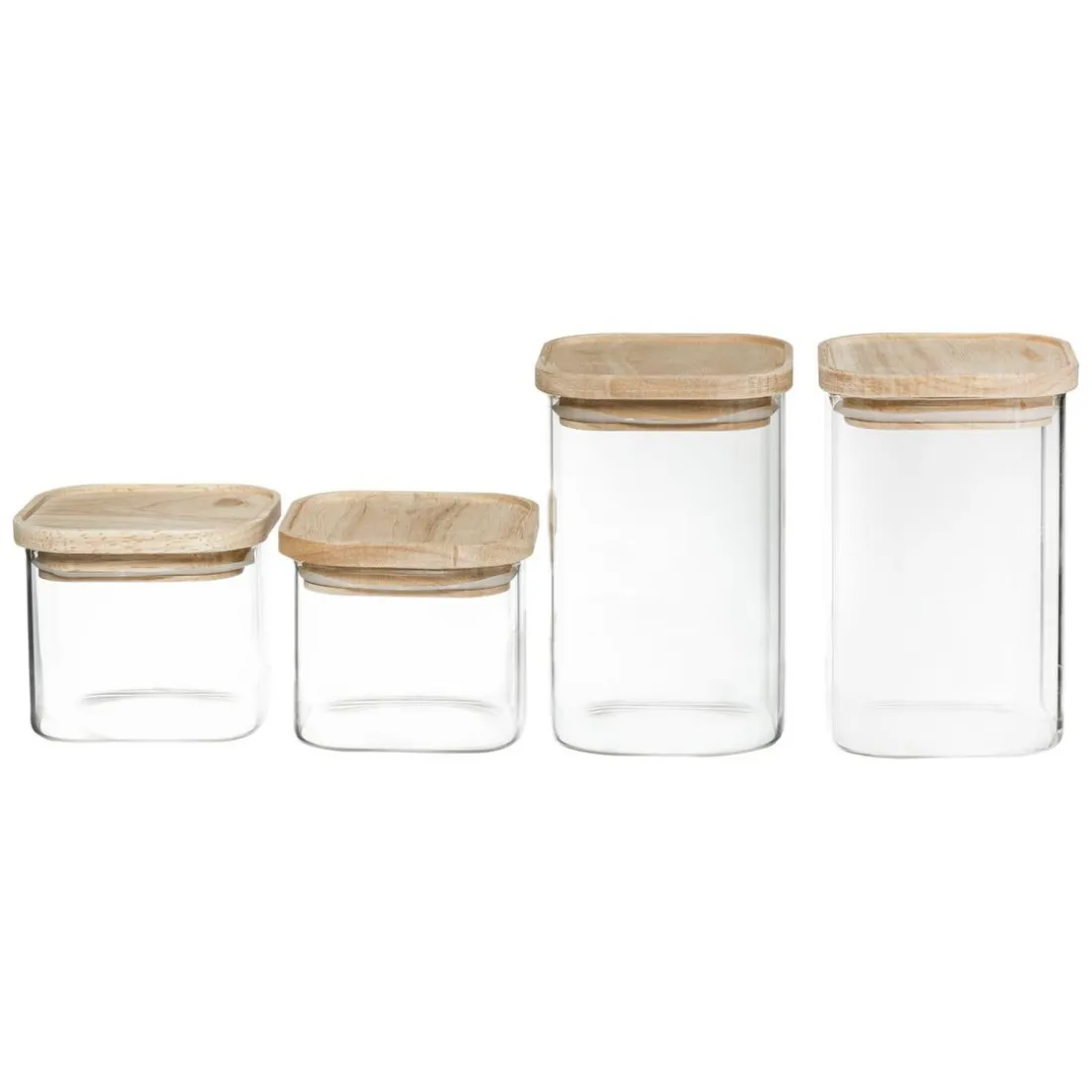 Bocal Verre de 4 Empilable et Bois
