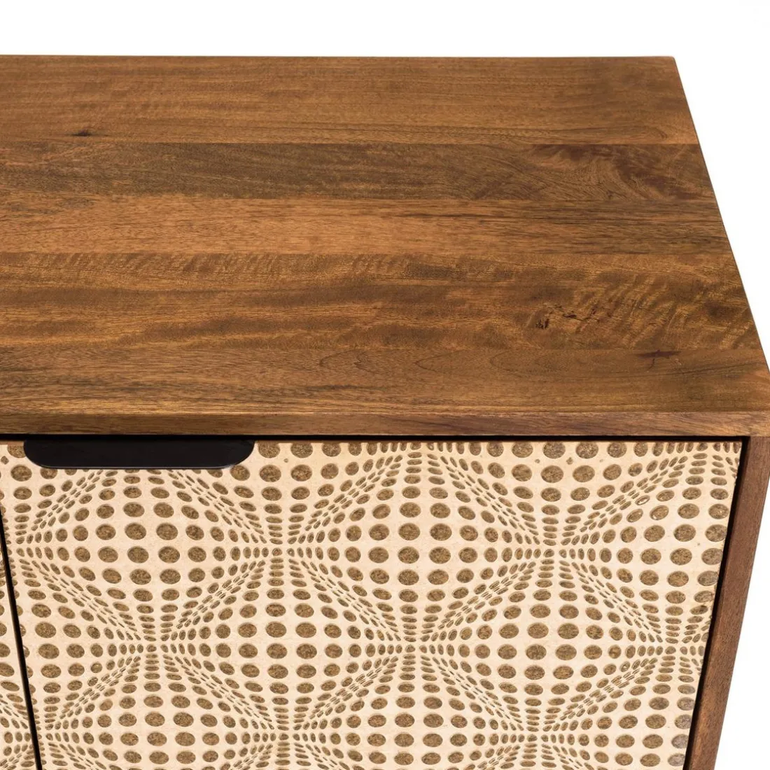 Buffet à motifs éthniques en bois de manguier, 4 portes