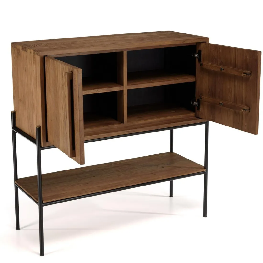 Buffet 2 portes 1 niche en bois de teck recyclé naturel
