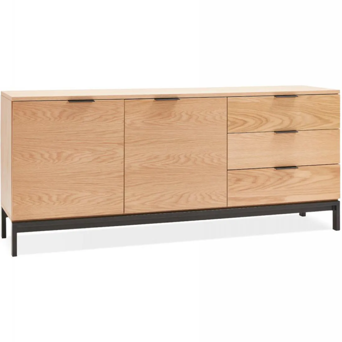 Buffet 2 Portes 3 Tiroirs Chêne Clair HIGH C