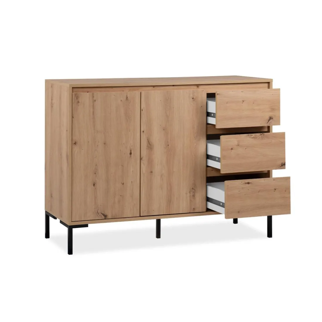 Buffet 2 portes 3 tiroirs et 1 étagère PLOCK