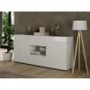 Buffet 2 portes 2 tiroirs RIO blanc laqué brillant