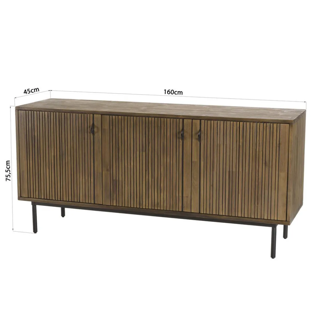 Buffet 3 Portes Acacia Pieds Métal GINO