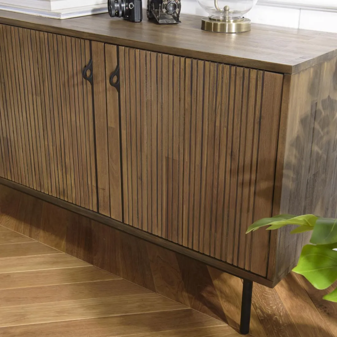 Buffet 3 Portes Acacia Pieds Métal GINO