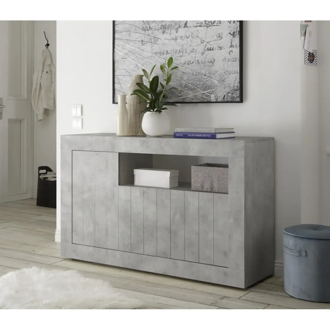 Buffet 3 portes battantes URBINO gris ciment