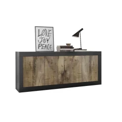 Buffet 4 portes Bicolore effet bois