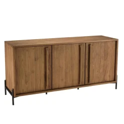 Buffet 3 portes en bois de teck recyclé pieds en métal noir