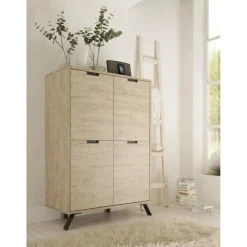Buffet 4 portes en bois PALMA décor chene clair
