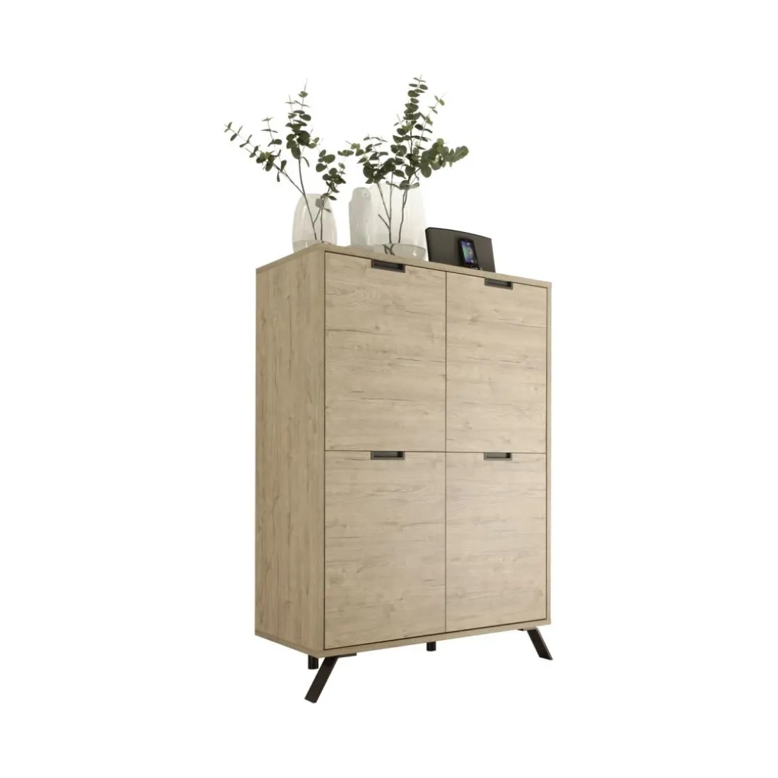 Buffet 4 portes en bois PALMA décor chene clair