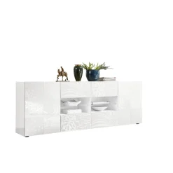 Buffet 2 portes et 4 tiroirs MIRO laqué blanc brillant