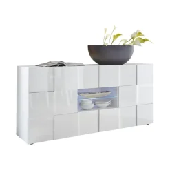 Buffet 2 portes et 2 tiroirs DAMA laqué blanc brillant